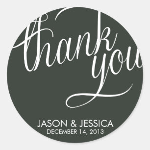 Slanted Thank You Label Wedding Stickers