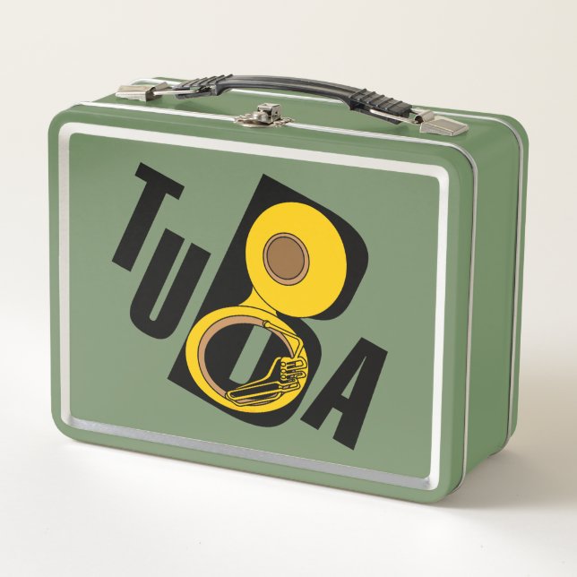 Slanted Tuba Text Metal Lunch Box (Front)