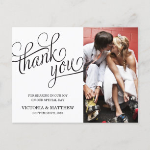 SLANTED WEDDING THANK YOU POST CARD
