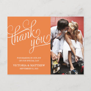 SLANTED   WEDDING THANK YOU POST CARD