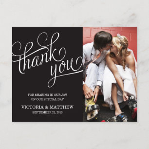 SLANTED WEDDING THANK YOU POST CARD