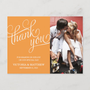 SLANTED   WEDDING THANK YOU POST CARD