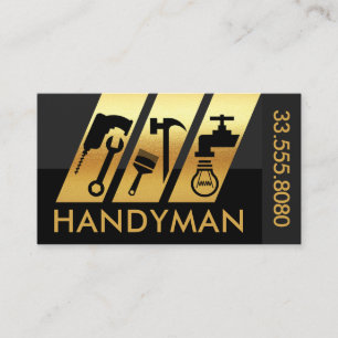 Slanting Gold Handyman Tool Stripes Business Card