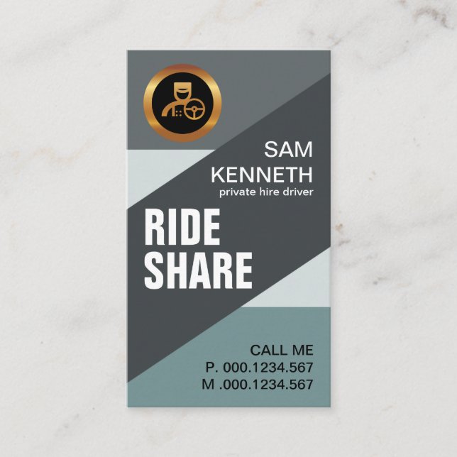 Slanting Grey Travel Roads Ride Share Business Card (Front)