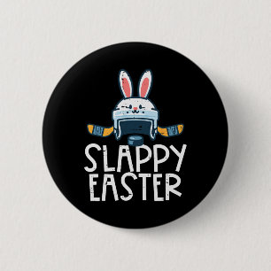 Slappy Easter Ice Hockey Helmet Bunny Men Boys Kid 6 Cm Round Badge