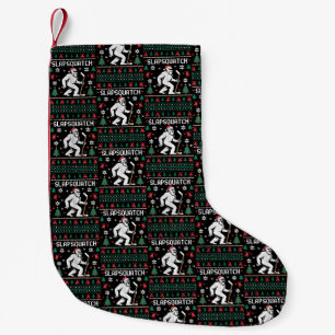 Slapsquatch Bigfoot Hockey Ugly Sweater Christmas Small Christmas Stocking