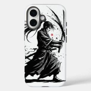 Slash of the Wind: The Ink Samurai 「風を斬る — 墨の侍」 iPhone 16 Case