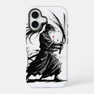 Slash of the Wind: The Ink Samurai 「風を斬る — 墨の侍」 iPhone 16 Case