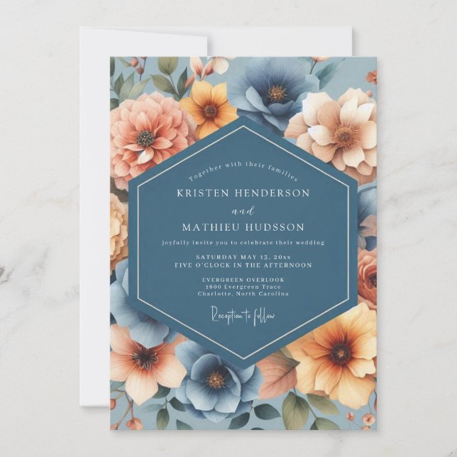 Slate Amber Harvest Wedding Invitation (Front)