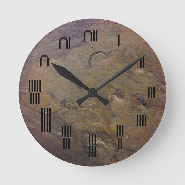 Slate-Ancient Egyptian Numbers Round Clock (Front)