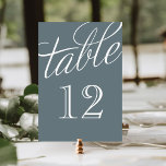 Slate and White Elegant Script Table Numbers<br><div class="desc">Simple and chic elegant table number cards with a calligraphy style script font. Customise each card with your table numbers to suit any size wedding or party. Click Customise It to change the number font and colour or change the background colour to create your own unique one of a kind...</div>