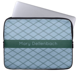 Slate Art Deco Pattern with Forest Name Stripe Laptop Sleeve