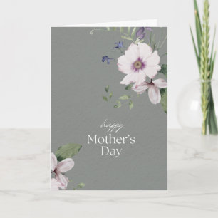 Slate Background,white, purple Flowers MomDay card