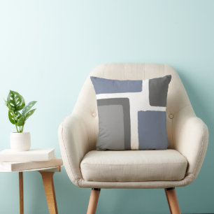Slate Blue and Grey Minimalist Colour Block Cushion