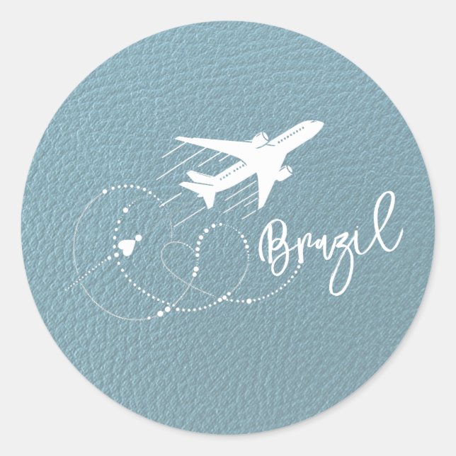 Slate Blue Brazil Passport Classic Round Sticker (Front)
