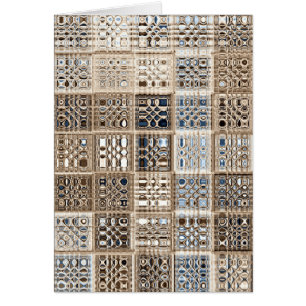 Slate Blue Brown Sari Mosaic Pattern Art