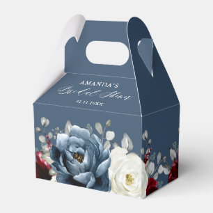 Slate Blue Burgundy White Ivory Boho Bridal Shower Favour Box