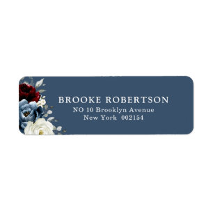Slate Blue Burgundy White Ivory Return Address Lab Label
