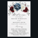 Slate Blue Burgundy White Ivory Wedding Program<br><div class="desc">Slate,  Burgundy,  White ivory themed floral wedding program featuring elegant bouquet of burgundy,  slate,  dusty blue,  ivory roses and peony flowers and dusty green eucalyptus leaves. Please contact me for any help in customisation or if you need any other product</div>