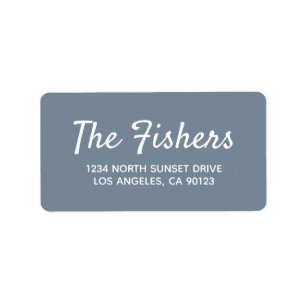 Slate Blue Cursive Return Address Label