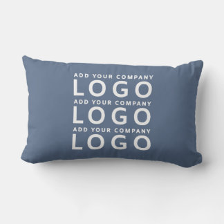 Slate Blue Custom Company Logo Business Branding  Lumbar Cushion