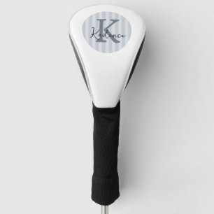 Slate Blue Custom Striped Circle Monogram Golf Head Cover