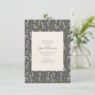 Slate Blue Dainty Wildflower Garden Bridal Shower Invitation