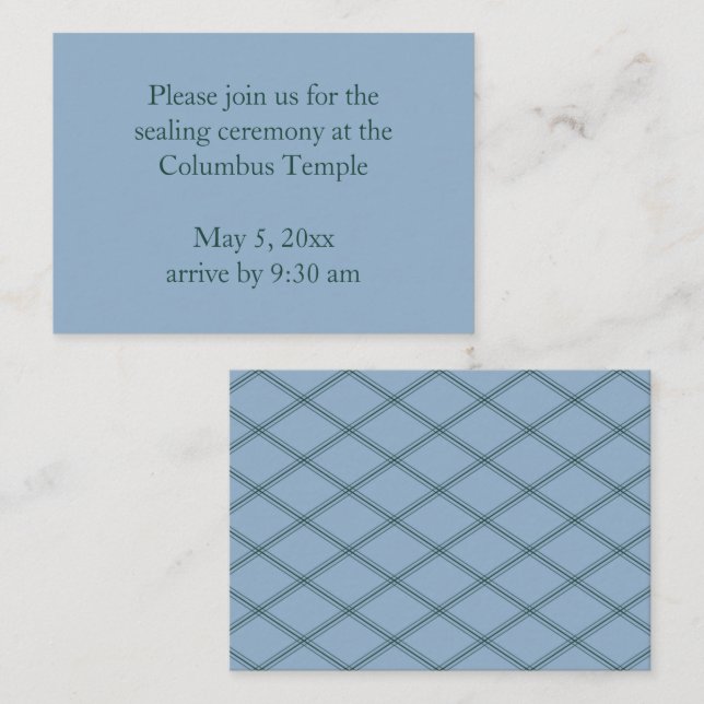 Slate Blue Diamonds Temple Sealing Invitation (Front/Back)