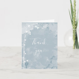 Slate Blue Dragonfly Simple Greenery Thank You Invitation
