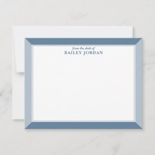 Slate Blue & Dusty Blue Frame Men's Stationery Card