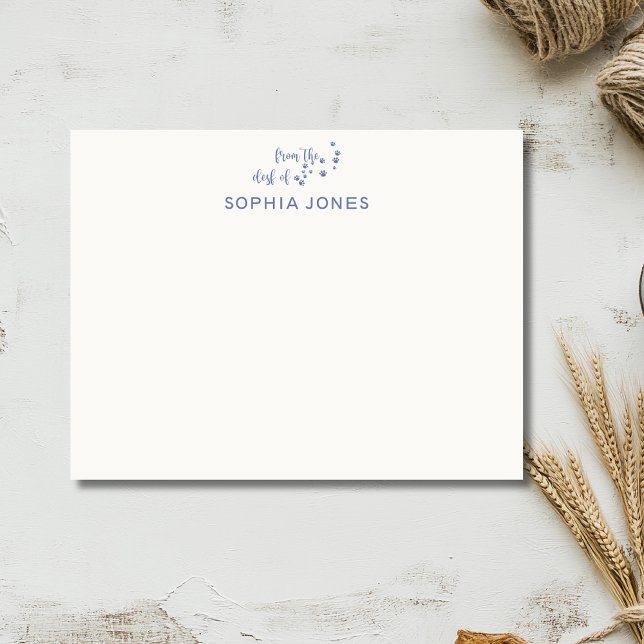 Slate Blue Elegant Paw Print Stationery Note Card (Creator Uploaded)