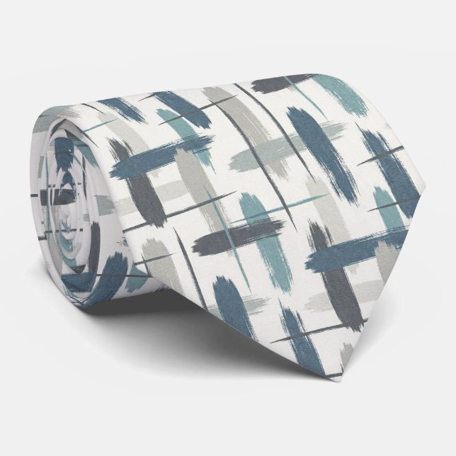 Slate Blue Faux Silk | Abstract Designer Style Tie (Rolled)
