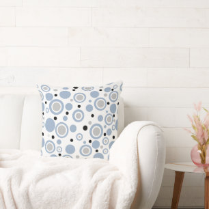 Slate Blue Geometric Circles Cushion
