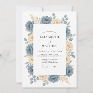 Slate Blue Graceful Nature Wedding Invitation