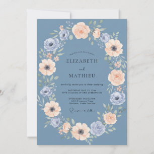 Slate Blue Graceful Spring Wedding Invitation