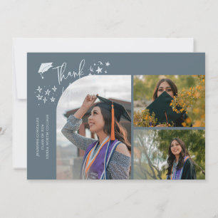 Slate Blue Hand Written Thank You Multi Photo Announcement