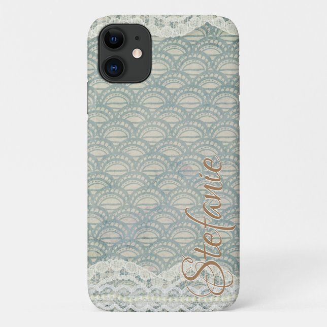 Slate Blue Lace Case-Mate iPhone Case (Back)