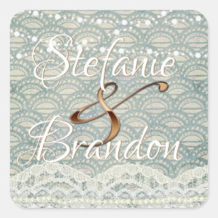 Slate Blue Lace Square Sticker
