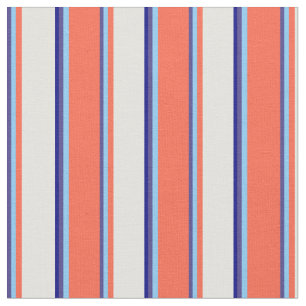 Slate Blue, Light Sky Blue, Red, Light Cyan & Blue Fabric