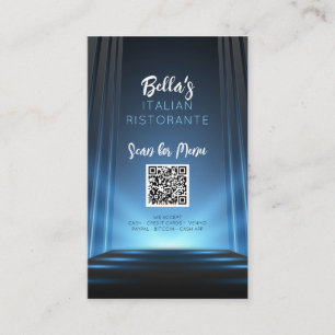Slate Blue Menu Restaurant QR Code Business Sign Business Card