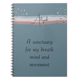 Slate Blue Minimalist Boho Personalised Meditation Notebook