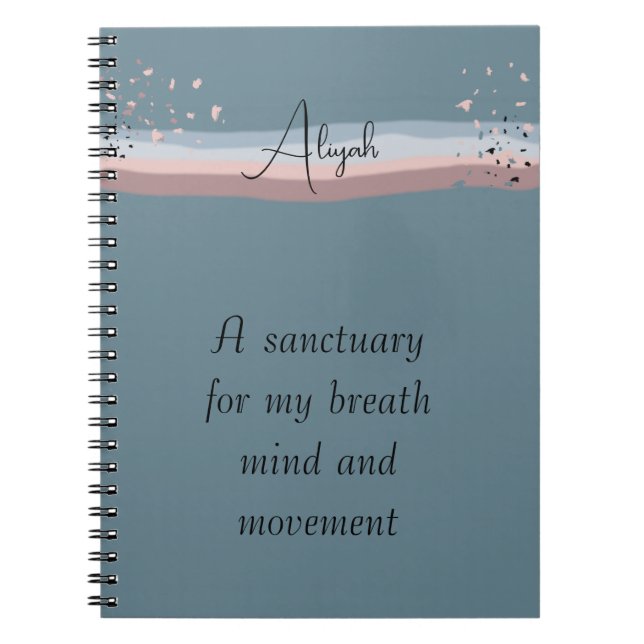 Slate Blue Minimalist Boho Personalised Meditation Notebook (Front)