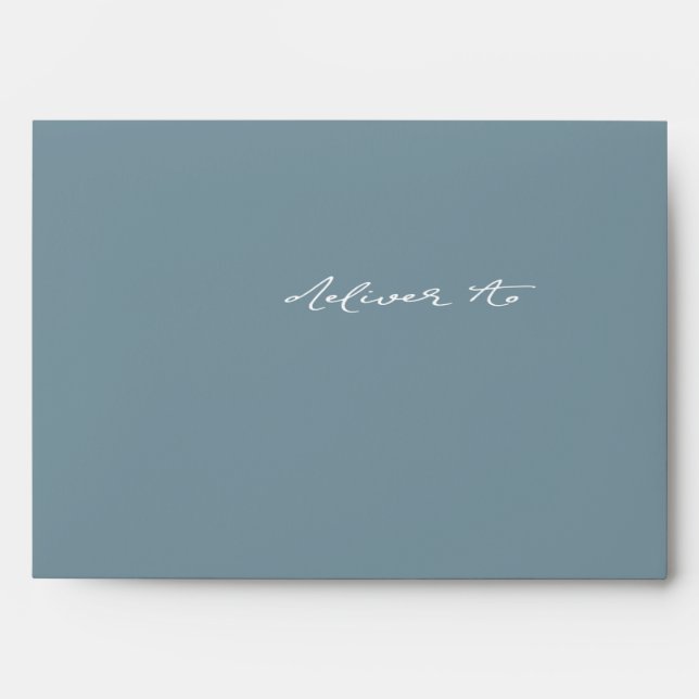Slate Blue minimalist modern Wedding Envelope (Front)