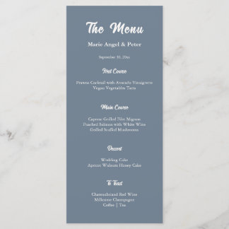 Slate Blue Minimalist Typography Wedding Menu