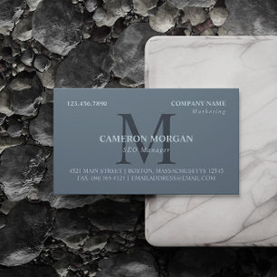 Slate Blue Monogrammed Professional Business Card