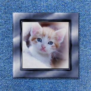 Slate Blue Ombre Faux Photo Frame 15 Cm Square Badge