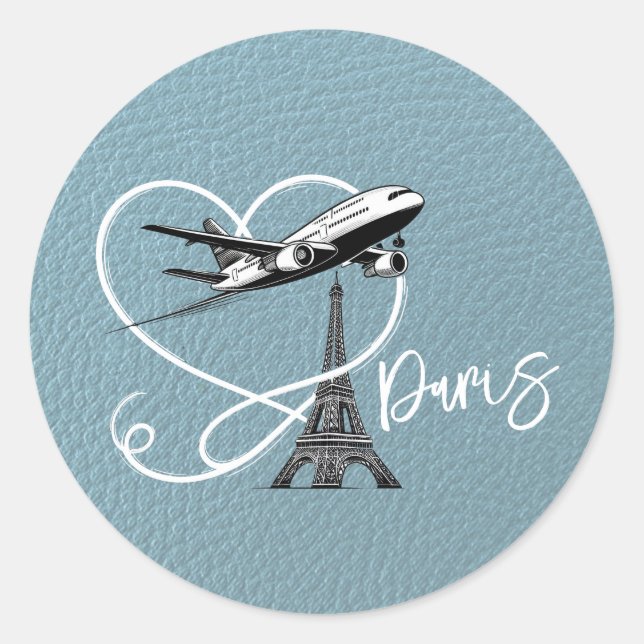 Slate Blue Paris Passport  Classic Round Sticker (Front)