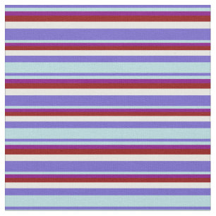 Slate Blue, Powder Blue, Purple, Red & Mint Cream Fabric