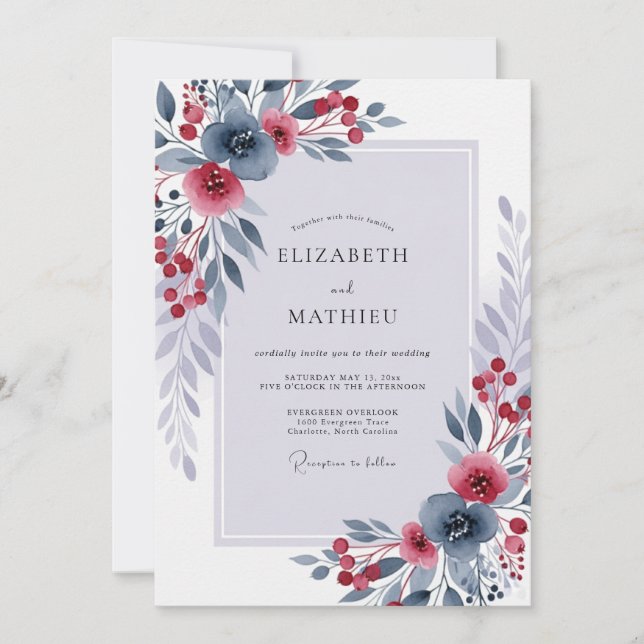 Slate Blue Radiant Winter Wedding Invitation (Front)