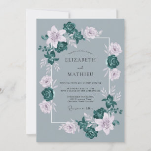 Slate Blue Refined Winter Wedding Invitation
